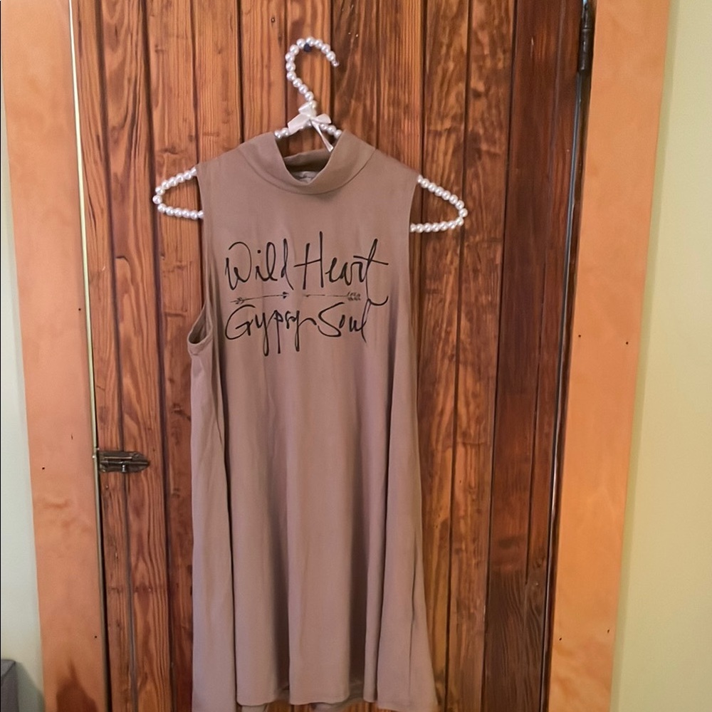 Brown and Black Sleeveless Mock Neck Mini Sundress never worn